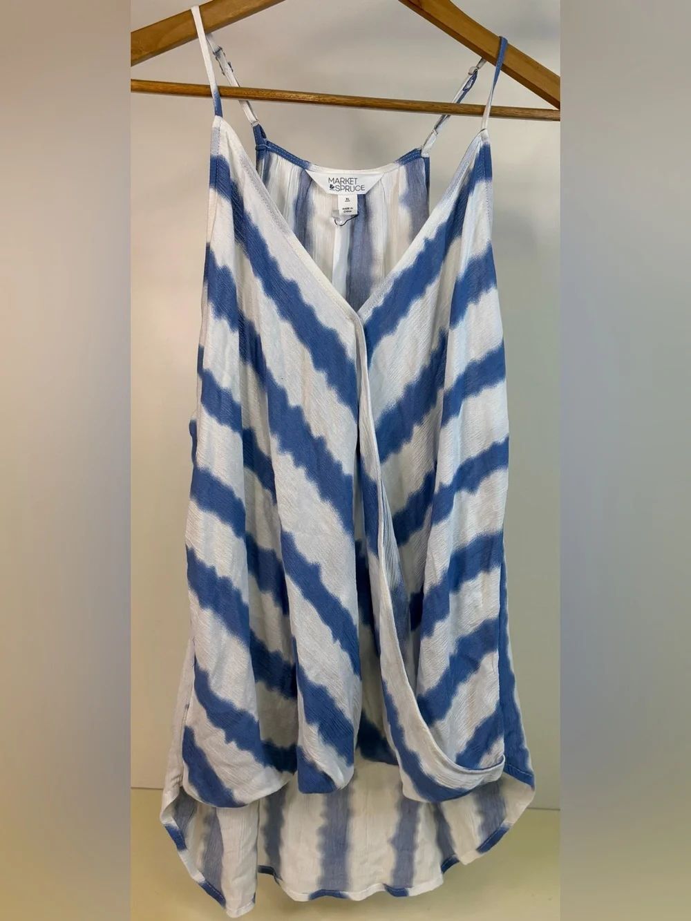 NWT Market & Spruce Blue and White Striped Draped Camisole XL